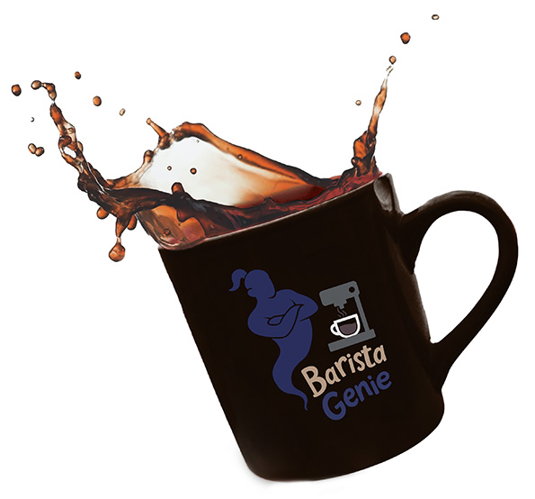Barista Genie Logo on a cup of coffee